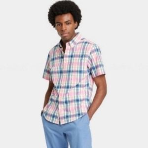 Men's button-down shirt pastel plaid NWT sm med